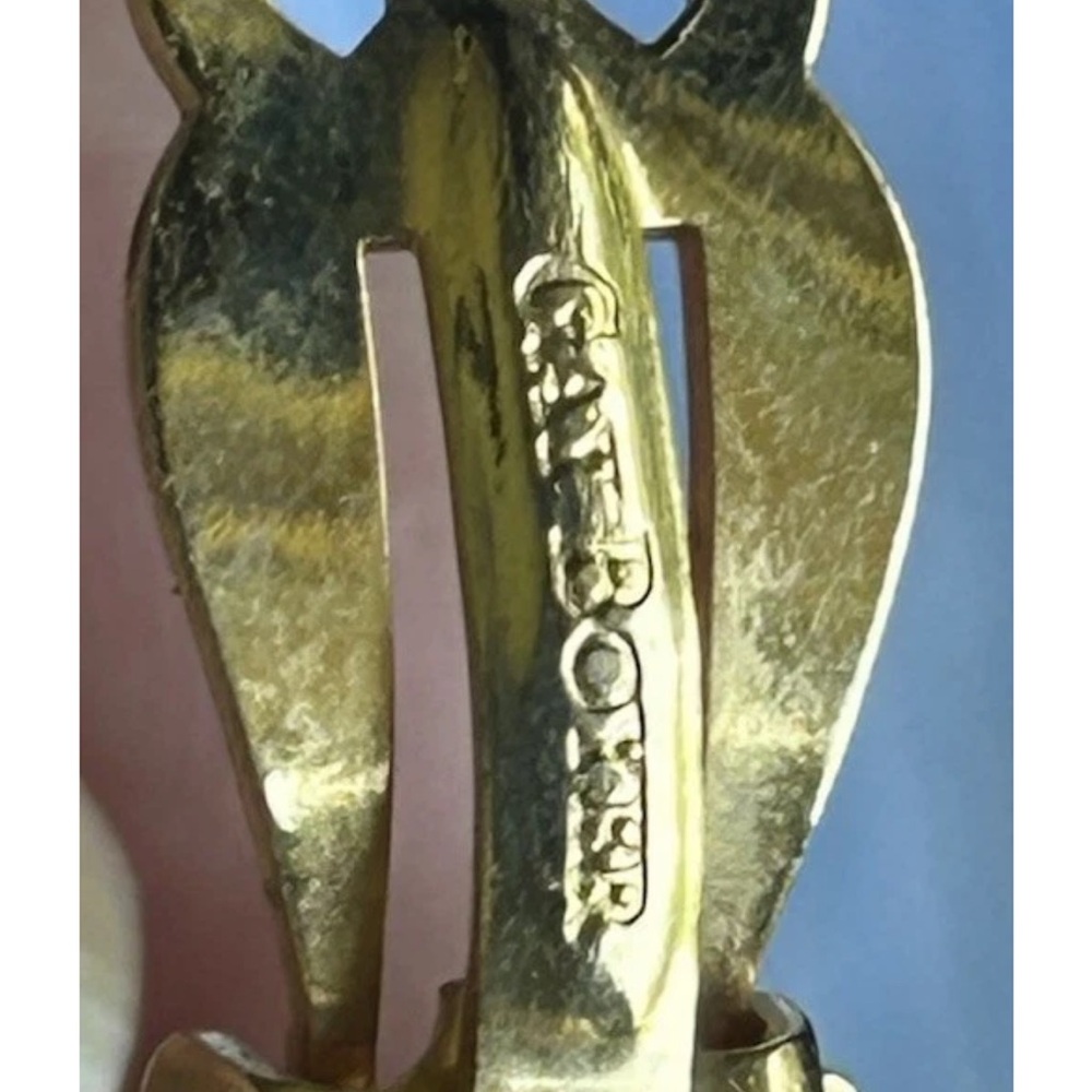 Vintage Gay Bower Red Enamel Goldtone‎ Earrings 4th of July Clip On - Picture 5 of 6